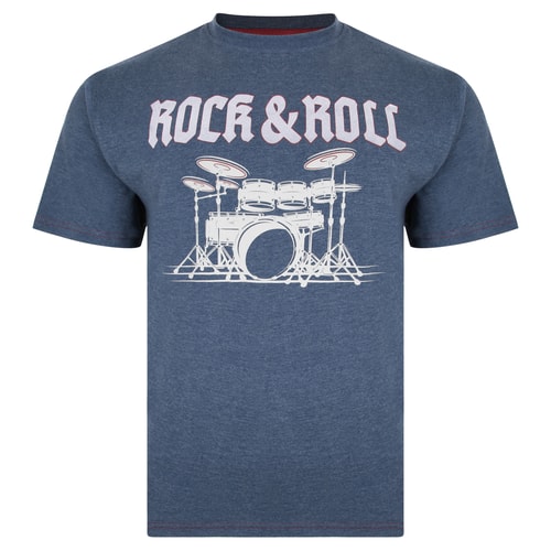 KAM Rock & Roll Drummers T-Shirt Indigo Marl